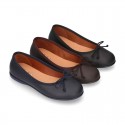Washable Nappa leather Ballet shoes with adjustable ribbon.