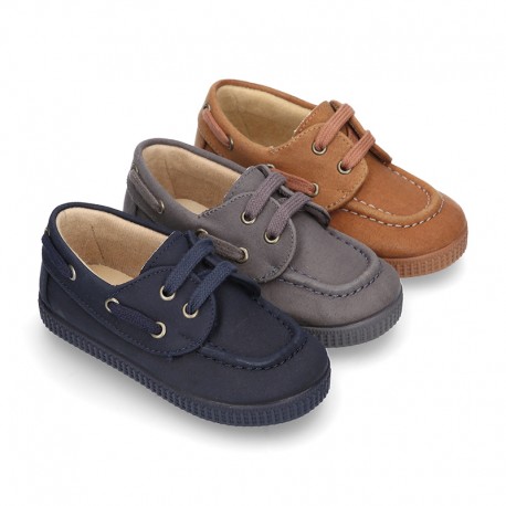 Autumn Winter Waxed Canvas Boat Shoes With Shoelaces Closure. V200 |  Okaaspain