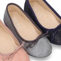 New Autumn winter Ballet flat shoes dots canvas with adjustable bow design.