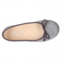 New Autumn winter Ballet flat shoes dots canvas with adjustable bow design.