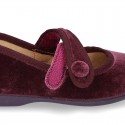 New little Mary Jane shoes with velcro strap and button in velvet.