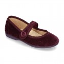 New little Mary Jane shoes with velcro strap and button in velvet.