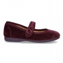 New little Mary Jane shoes with velcro strap and button in velvet.