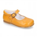 Fashionable Halter little Mary Jane shoes with buckle fastening in nappa leather and FALL colors.