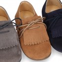 Blucher Niños con cordones y FLECOS en piel Serraje.