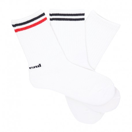 CHILDREN´S COTTON SPORT SHORT SOCKS WITH STRIPES BY CONDOR.