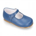 Classic Girl Nappa Leather MERCEDITAS or little Mary Jane shoes with button.