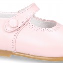 Classic Girl Nappa Leather MERCEDITAS or little Mary Jane shoes with button.