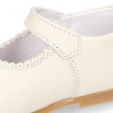 Classic Girl Nappa Leather MERCEDITAS or little Mary Jane shoes with button.