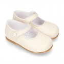 Classic Girl Nappa Leather MERCEDITAS or little Mary Jane shoes with button.