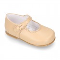 Classic Girl Nappa Leather MERCEDITAS or little Mary Jane shoes with button.