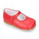 Classic Girl Nappa Leather MERCEDITAS or little Mary Jane shoes with button.