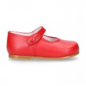 Classic Girl Nappa Leather MERCEDITAS or little Mary Jane shoes with button.