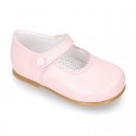 Classic Girl Nappa Leather MERCEDITAS or little Mary Jane shoes with button.