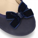 Autumn winter waxed canvas little Mary Jane shoes with buckle fastening and RIBBON.
