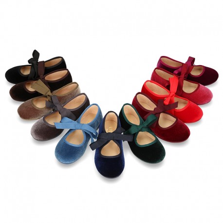 VELVET canvas Ballet flat shoes angel style.