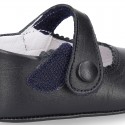 Little Mary Jane shoes with velcro strap for babies in NAPPA leather.