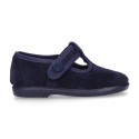 T-STRAP shoes with velcro strap closure in suede leather for kids.