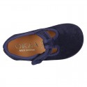 T-STRAP shoes with velcro strap closure in suede leather for kids.