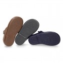 T-STRAP shoes with velcro strap closure in suede leather for kids.