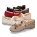 New Autumn Winter Serratex Canvas Little Mary Jane shoes with velcro strap.