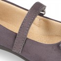 New Autumn Winter Serratex Canvas Little Mary Jane shoes with velcro strap.