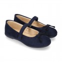 New Autumn Winter Serratex Canvas Little Mary Jane shoes with velcro strap.