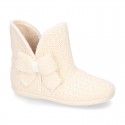 New Wool knit ankle boot home shoes with BOW design.