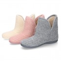 New Wool knit ankle boot home shoes with BOW design.