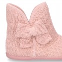 New Wool knit ankle boot home shoes with BOW design.