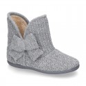 New Wool knit ankle boot home shoes with BOW design.