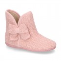 New Wool knit ankle boot home shoes with BOW design.