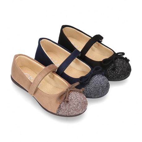 New Autumn Winter Canvas Little Mary Jane shoes with METAL toe cap and velcro strap.