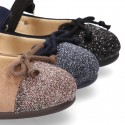 New Autumn Winter Canvas Little Mary Jane shoes with METAL toe cap and velcro strap.