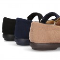 New Autumn Winter Canvas Little Mary Jane shoes with METAL toe cap and velcro strap.