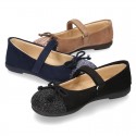 New Autumn Winter Canvas Little Mary Jane shoes with METAL toe cap and velcro strap.