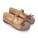 New Autumn Winter Canvas Little Mary Jane shoes with METAL toe cap and velcro strap.