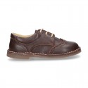 EXTRA SOFT leather Laces up shoes with perforated design.