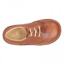 EXTRA SOFT leather Laces up shoes with perforated design.