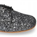 Zapato Niña tipo Blucher estilizado en GLITTER.