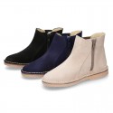 New suede leather ankle boots with WAVES elastic band and zipper closure.