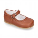 New Extra soft Nappa Leather Mary Jane shoes with buckle fastening in COWHIDE color.