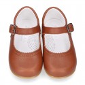 New Extra soft Nappa Leather Mary Jane shoes with buckle fastening in COWHIDE color.