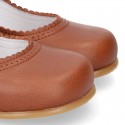 New Extra soft Nappa Leather Mary Jane shoes with buckle fastening in COWHIDE color.