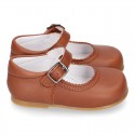 New Extra soft Nappa Leather Mary Jane shoes with buckle fastening in COWHIDE color.