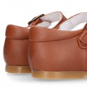 New Extra soft Nappa Leather Mary Jane shoes with buckle fastening in COWHIDE color.