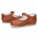 New Extra soft Nappa Leather Mary Jane shoes with buckle fastening in COWHIDE color.