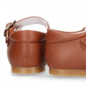 New Extra soft Nappa Leather Mary Jane shoes with buckle fastening in COWHIDE color.