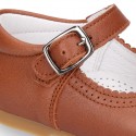 New Extra soft Nappa Leather Mary Jane shoes with buckle fastening in COWHIDE color.