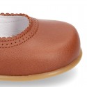 New Extra soft Nappa Leather Mary Jane shoes with buckle fastening in COWHIDE color.